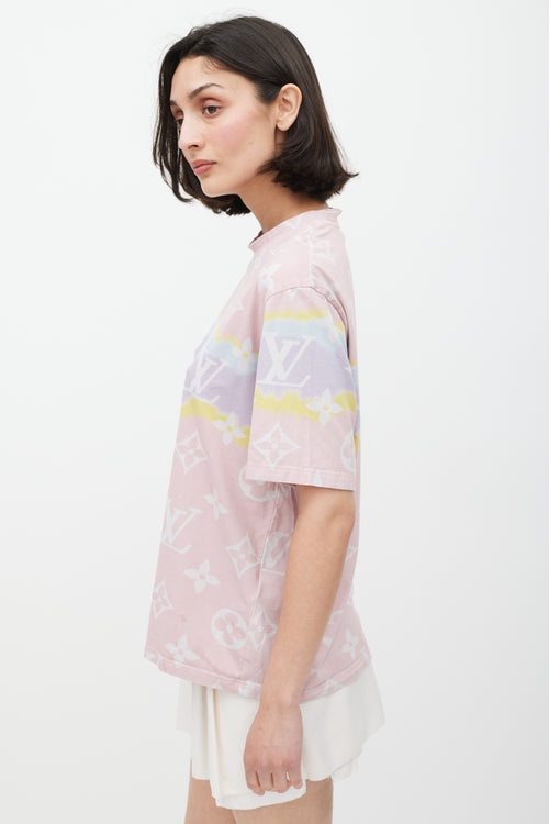Louis Vuitton Pink & Multicolour Tie Dye Monogram T-Shirt
