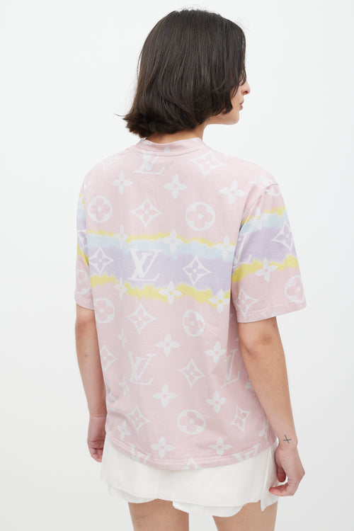 Louis Vuitton Pink & Multicolour Tie Dye Monogram T-Shirt
