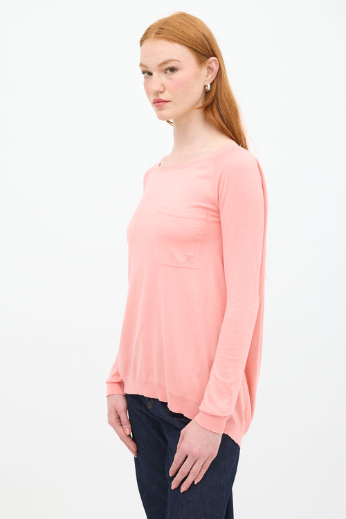 Louis Vuitton Pink Silk & Cotton One Pocket Knit Top