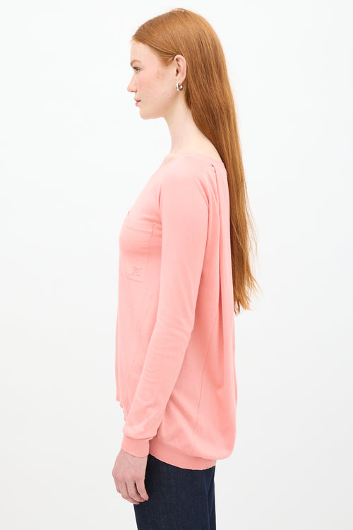 Louis Vuitton Pink Silk & Cotton One Pocket Knit Top