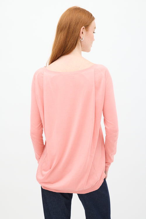 Louis Vuitton Pink Silk & Cotton One Pocket Knit Top