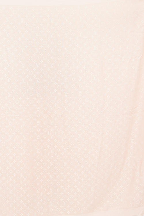 Louis Vuitton Pink Silk & Wool Monogram Shawl