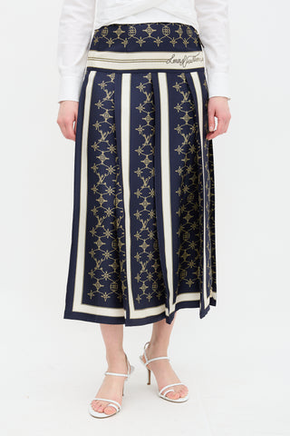 Louis Vuitton Silk Nautical Monogram Skirt