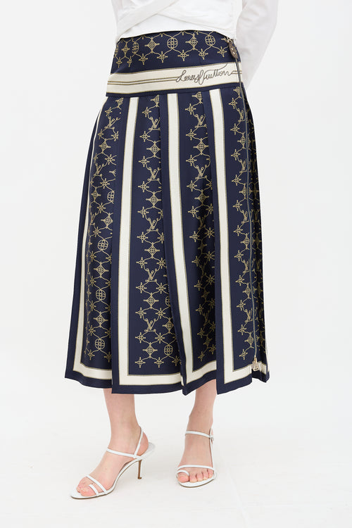 Louis Vuitton Silk Nautical Monogram Skirt