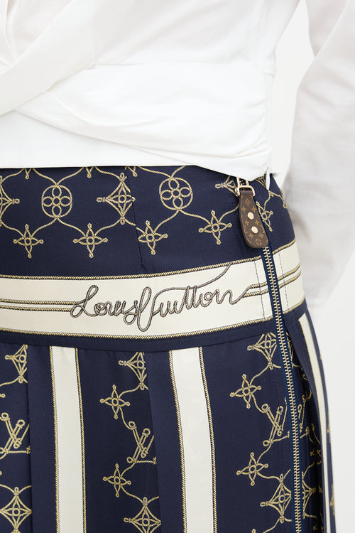 Louis Vuitton Silk Nautical Monogram Skirt