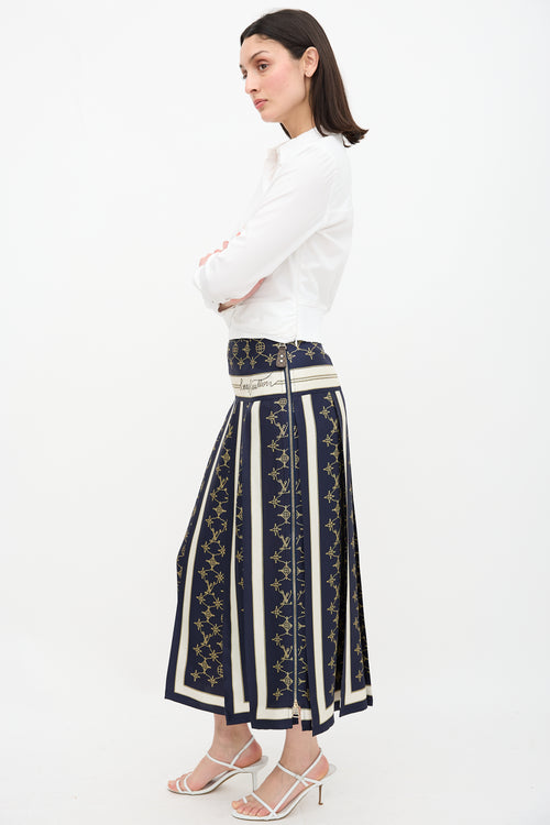 Louis Vuitton Silk Nautical Monogram Skirt