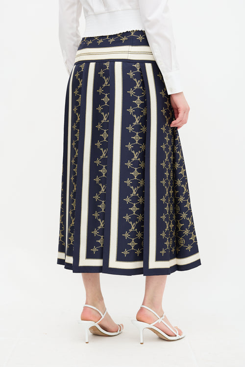 Louis Vuitton Silk Nautical Monogram Skirt