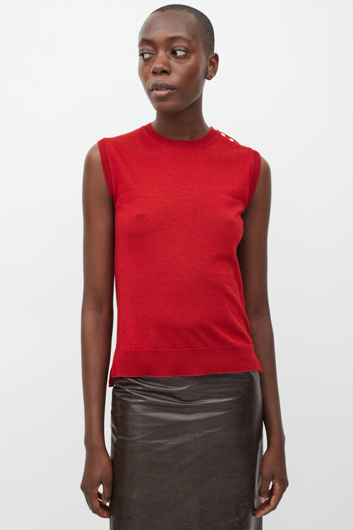 Louis Vuitton Red Wool Cashmere & Silk Sleeveless Top