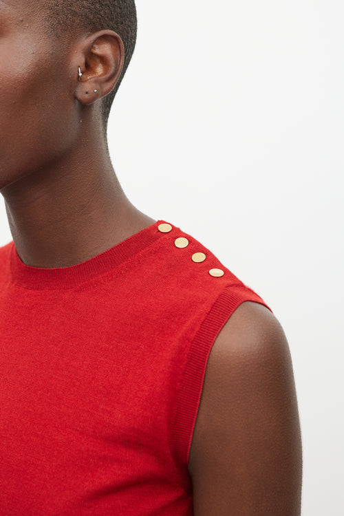 Louis Vuitton Red Wool Cashmere & Silk Sleeveless Top