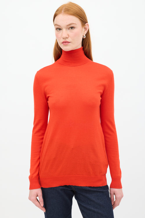 Louis Vuitton Red Wool & Silk Turtleneck Top