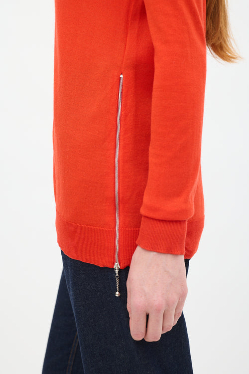 Louis Vuitton Red Wool & Silk Turtleneck Top