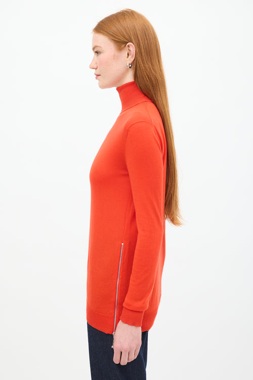 Louis Vuitton Red Wool & Silk Turtleneck Top