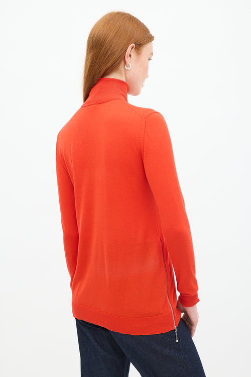 Louis Vuitton Red Wool & Silk Turtleneck Top