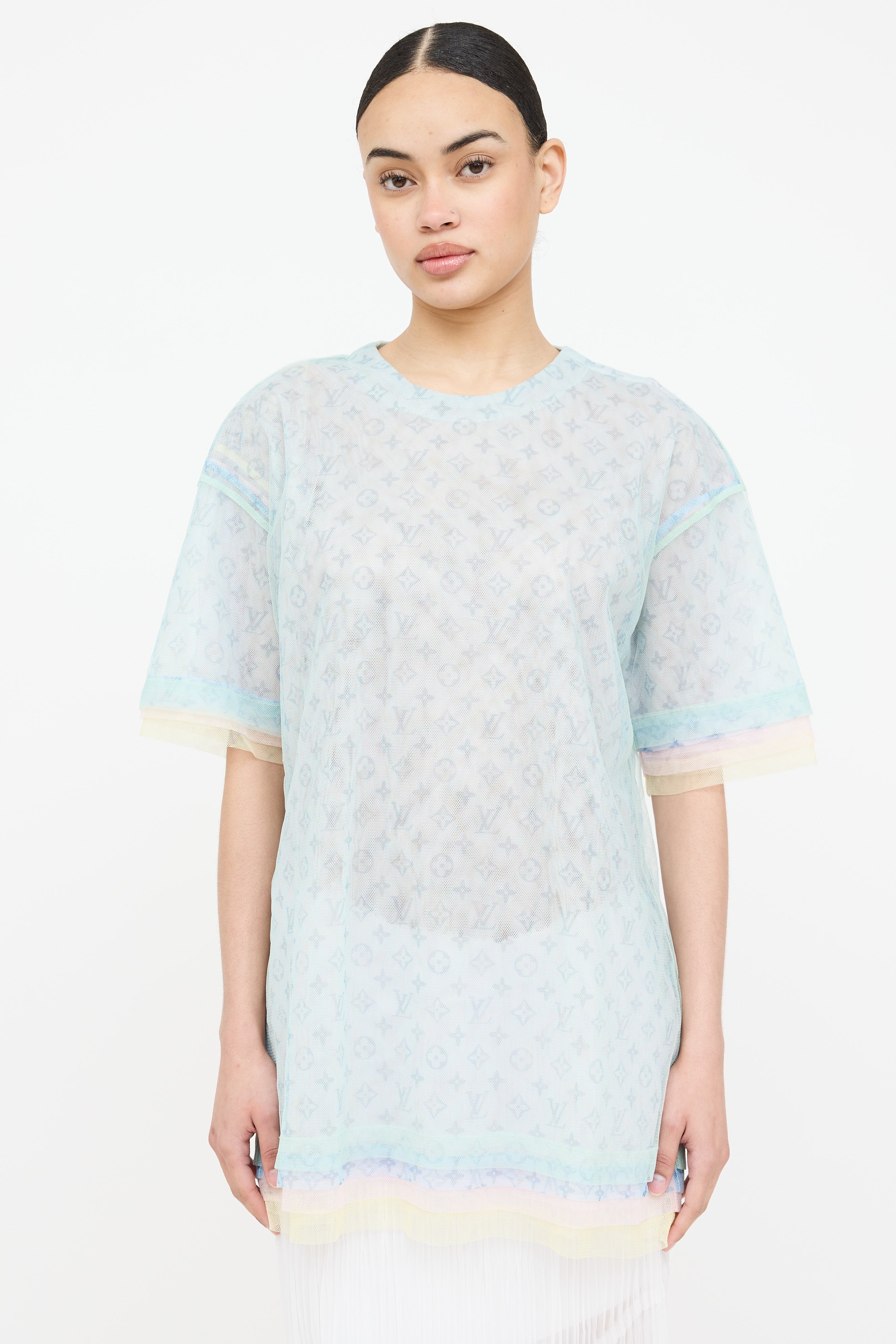 Louis Vuitton SS 2020 Layered Mesh Monogram Top