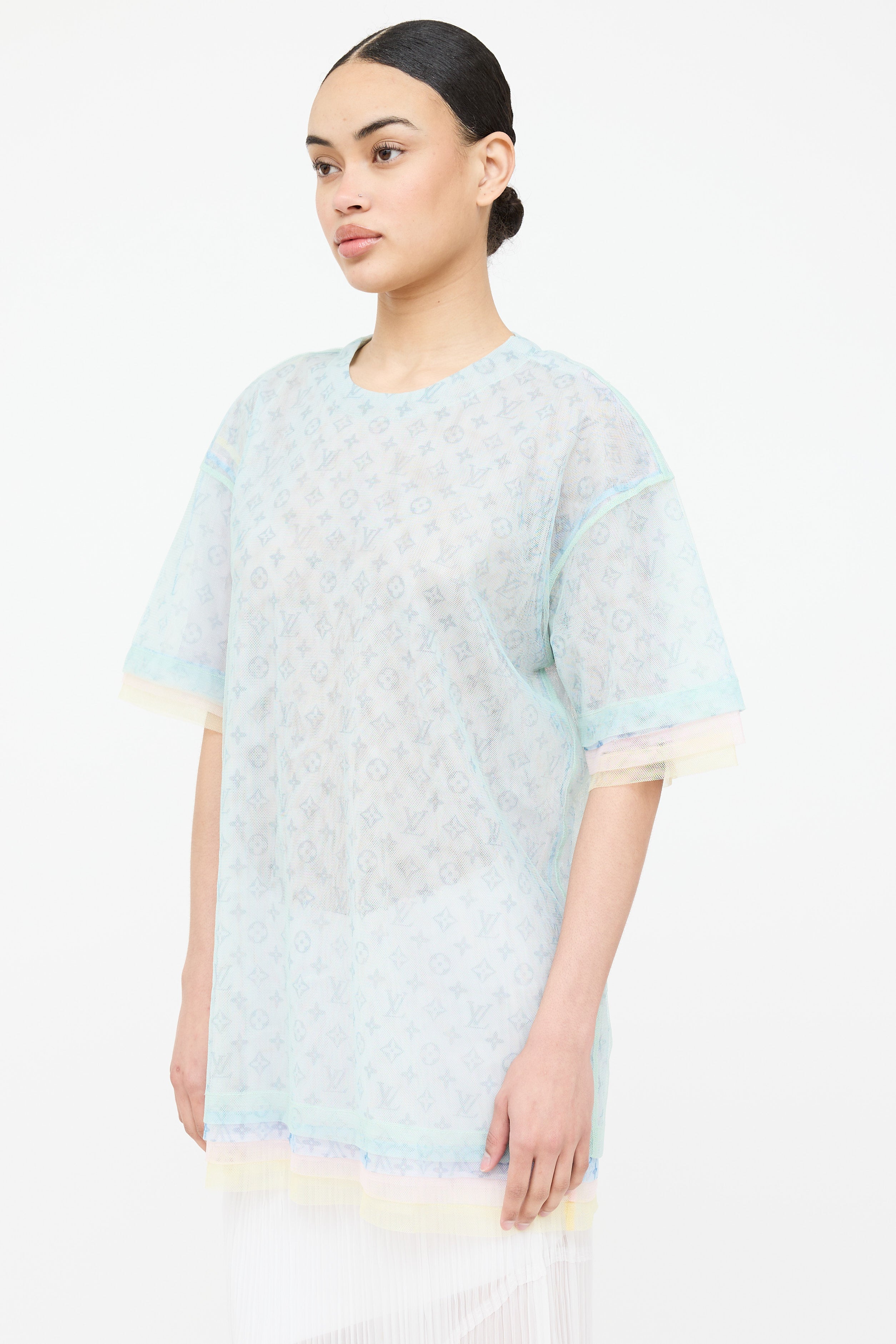 Louis Vuitton SS 2020 Layered Mesh Monogram Top