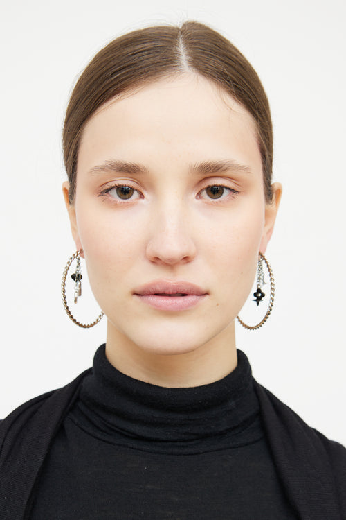 Louis Vuitton Silver & Black Sweet Creole Pendant Earrings