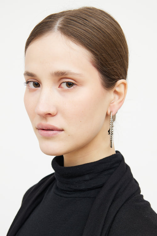 Louis Vuitton Silver & Black Sweet Creole Pendant Earrings
