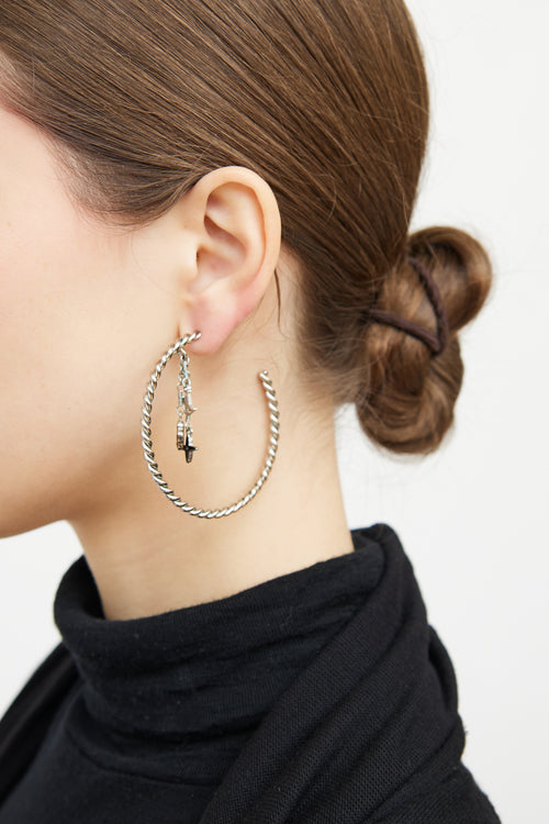 Louis Vuitton Silver & Black Sweet Creole Pendant Earrings