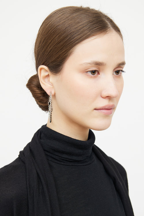 Louis Vuitton Silver & Black Sweet Creole Pendant Earrings