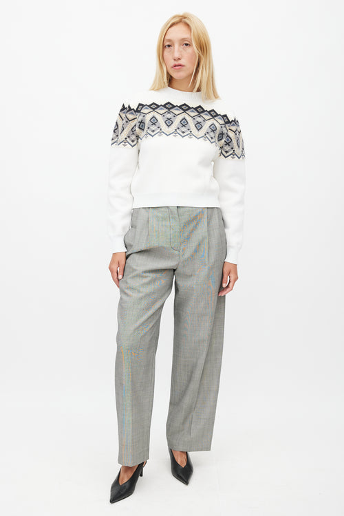 Louis Vuitton White & Multi Knit Cropped Sweater
