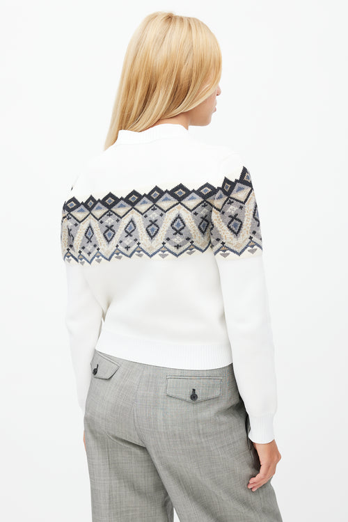Louis Vuitton White & Multi Knit Cropped Sweater