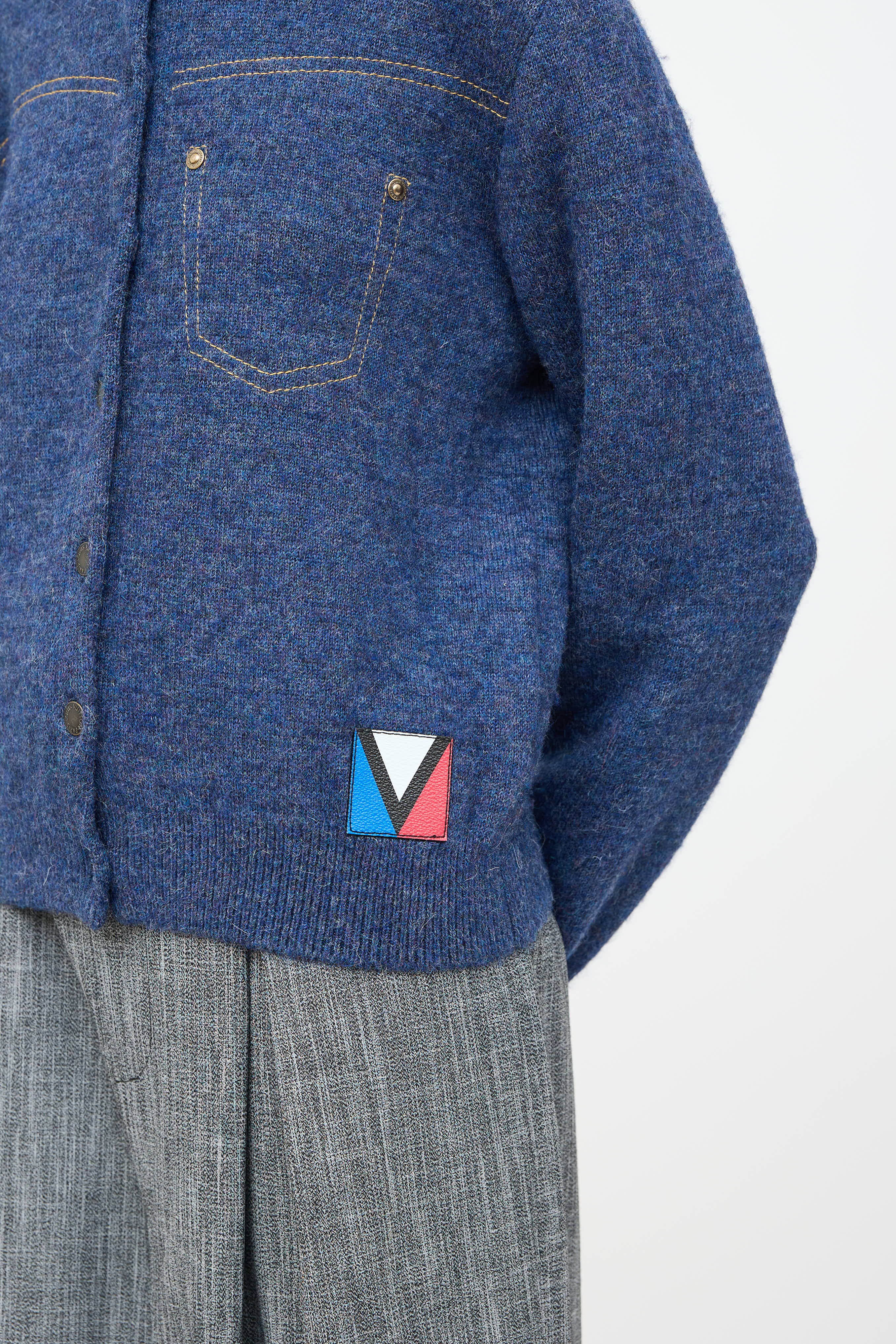 Louis Vuitton Wool Knit Contrast Stitch Cardigan