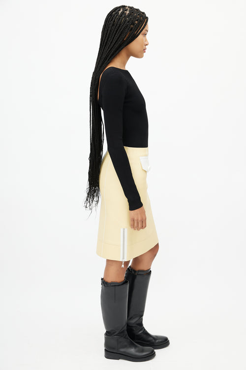 Louis Vuitton Yellow & White Leather Skirt
