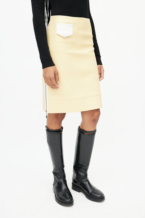 Louis Vuitton Yellow & White Leather Skirt