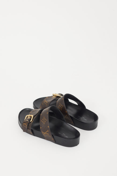 Louis Vuitton Black & Brown Monogram Bom Dia Sandal