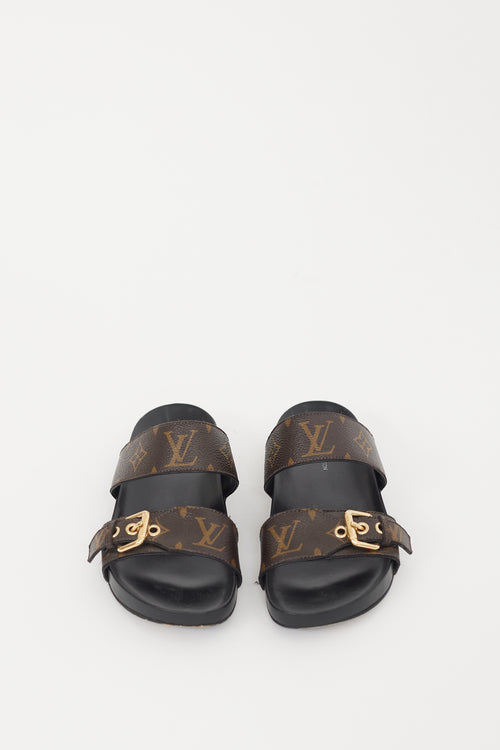 Louis Vuitton Black & Brown Monogram Bom Dia Sandal
