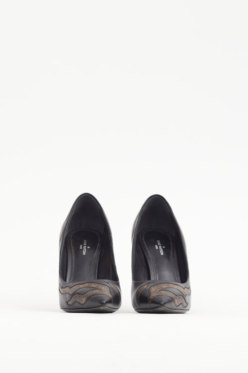 Louis Vuitton Black & Brown Monogram Hypnotic Heel