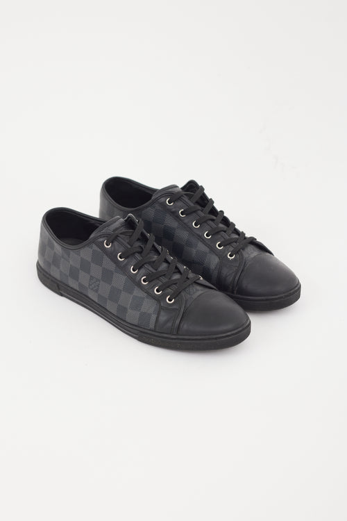 Louis Vuitton Black & Grey Leather Damier Ebene Monogram Sneaker