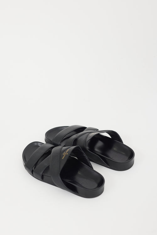 Louis Vuitton Black & Gold Mirabeau Leather Sandal