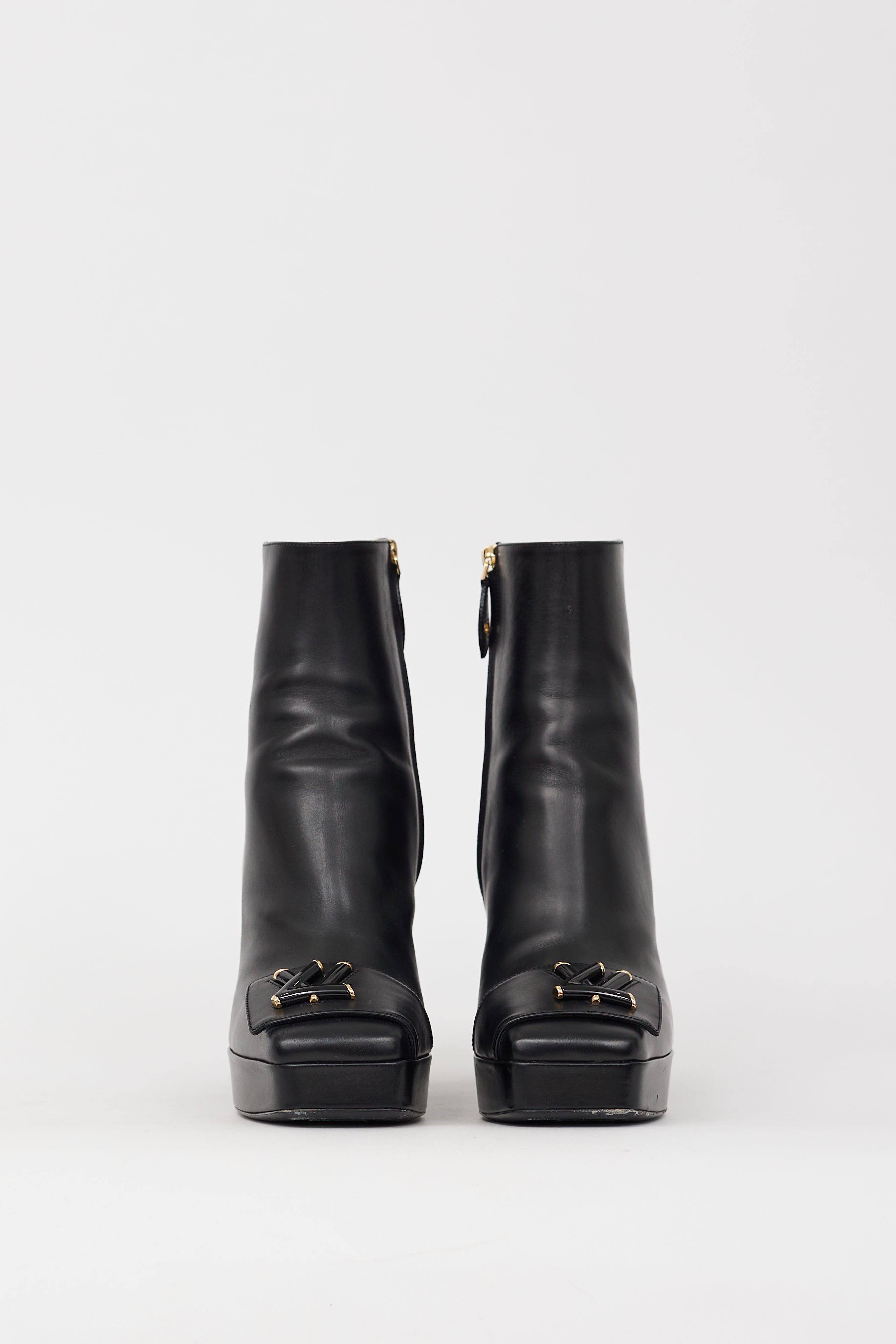 Louis Vuitton Black Leather Shake Platform Boot