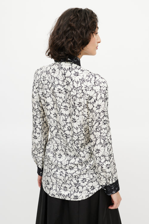 Louis Vuitton Black & White Silk Floral Shirt