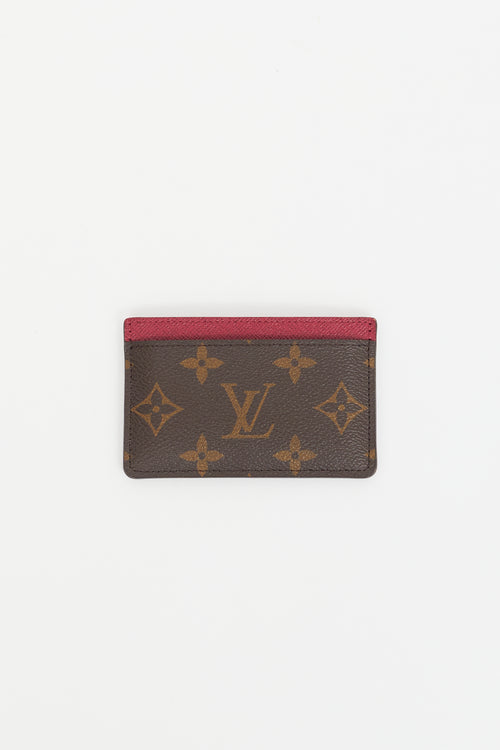 Louis Vuitton Brown & Magenta Coated Canvas Monogram Cardholder