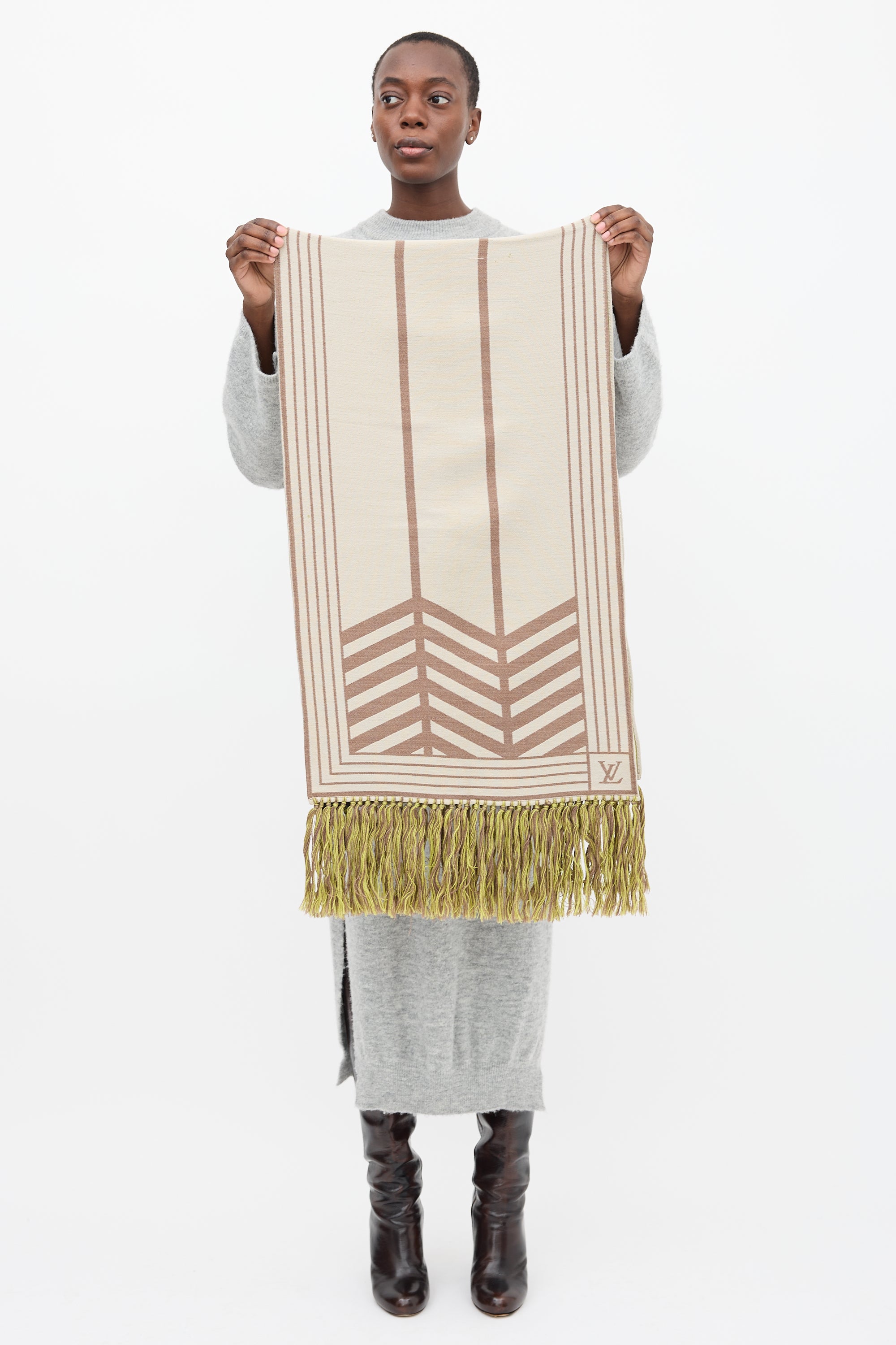 Louis Vuitton Brown & Multi Wool Intarsia Scarf