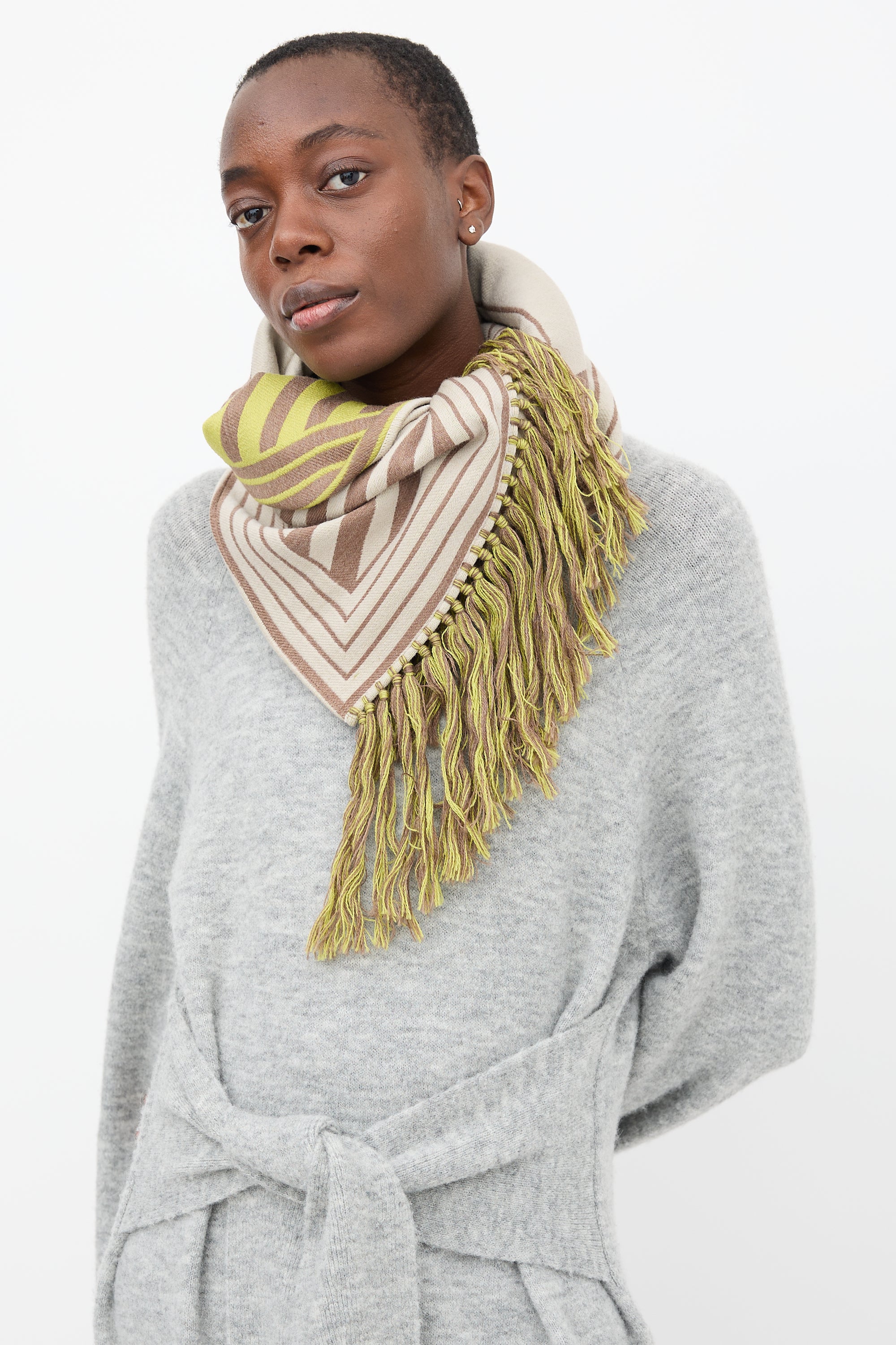 Louis Vuitton Brown & Multi Wool Intarsia Scarf