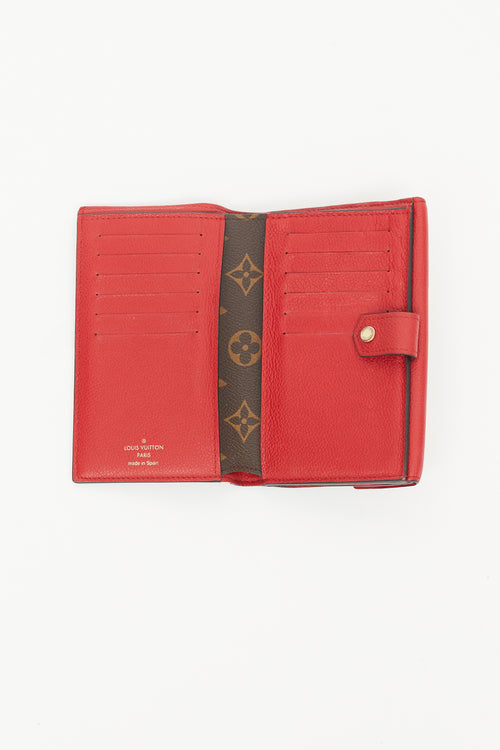 Louis Vuitton Brown & Red LV Monogram Pallas Compact Wallet