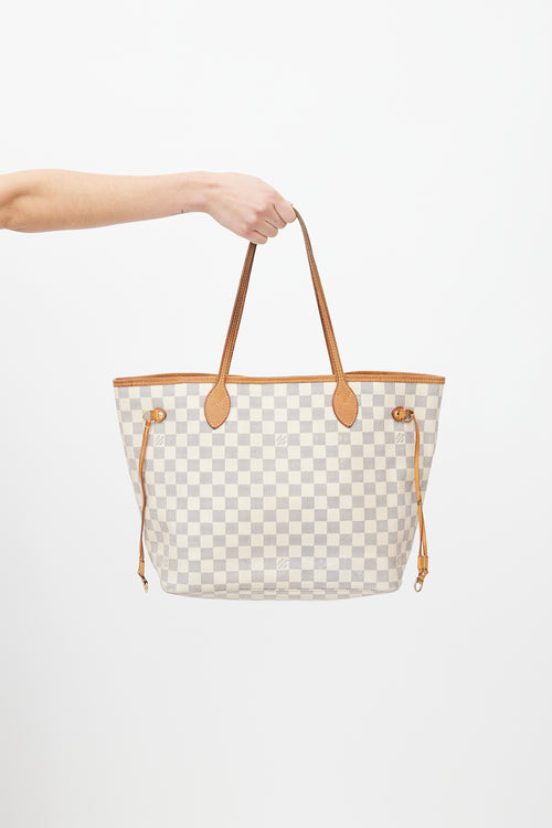 Louis Vuitton Cream Damier Azur Neverfull MM Tote Bag