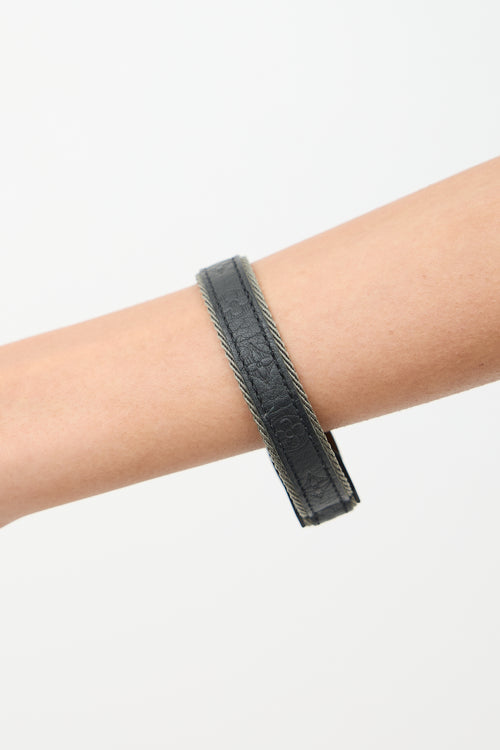 Louis Vuitton Khaki Green & Black Monogram Leather Fast Clip Bracelet