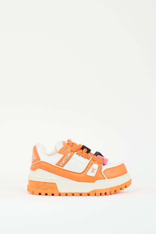 Louis Vuitton Orange & White Leather & Rubber Maxi Trainer Platform Sneaker