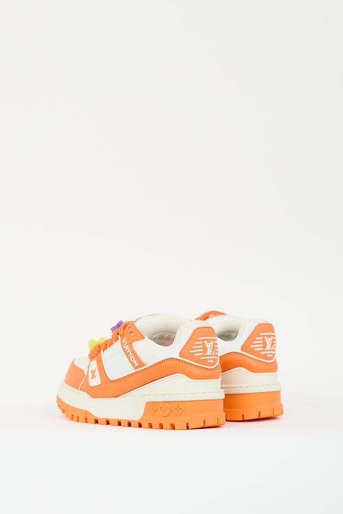 Louis Vuitton Orange & White Leather & Rubber Maxi Trainer Platform Sneaker