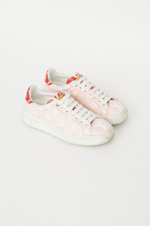 Louis Vuitton Pink & White Time Out Monogram Sneaker