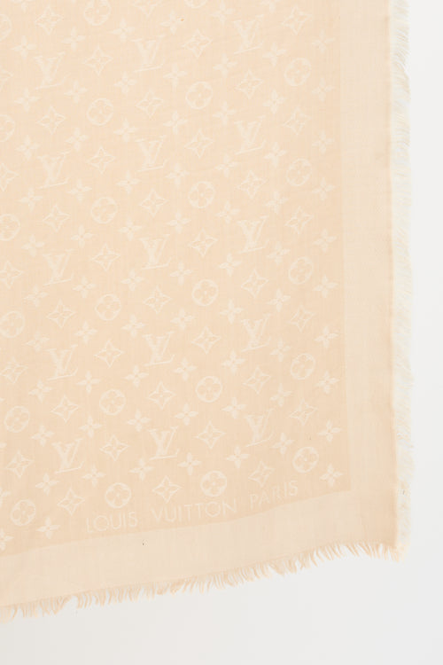 Louis Vuitton Silk & Wool Monogram Fringe Scarf
