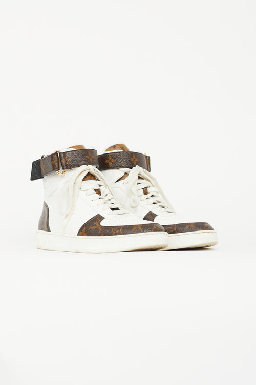 Louis Vuitton White & Brown Monogram Boombox Sneaker