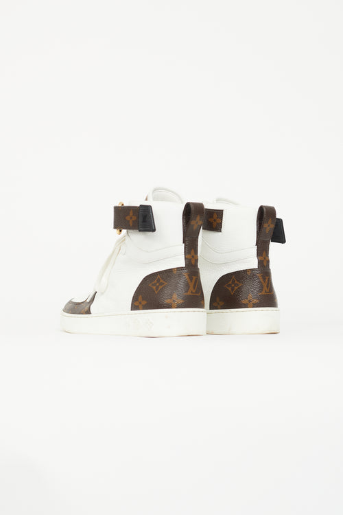 Louis Vuitton White & Brown Monogram Boombox Sneaker