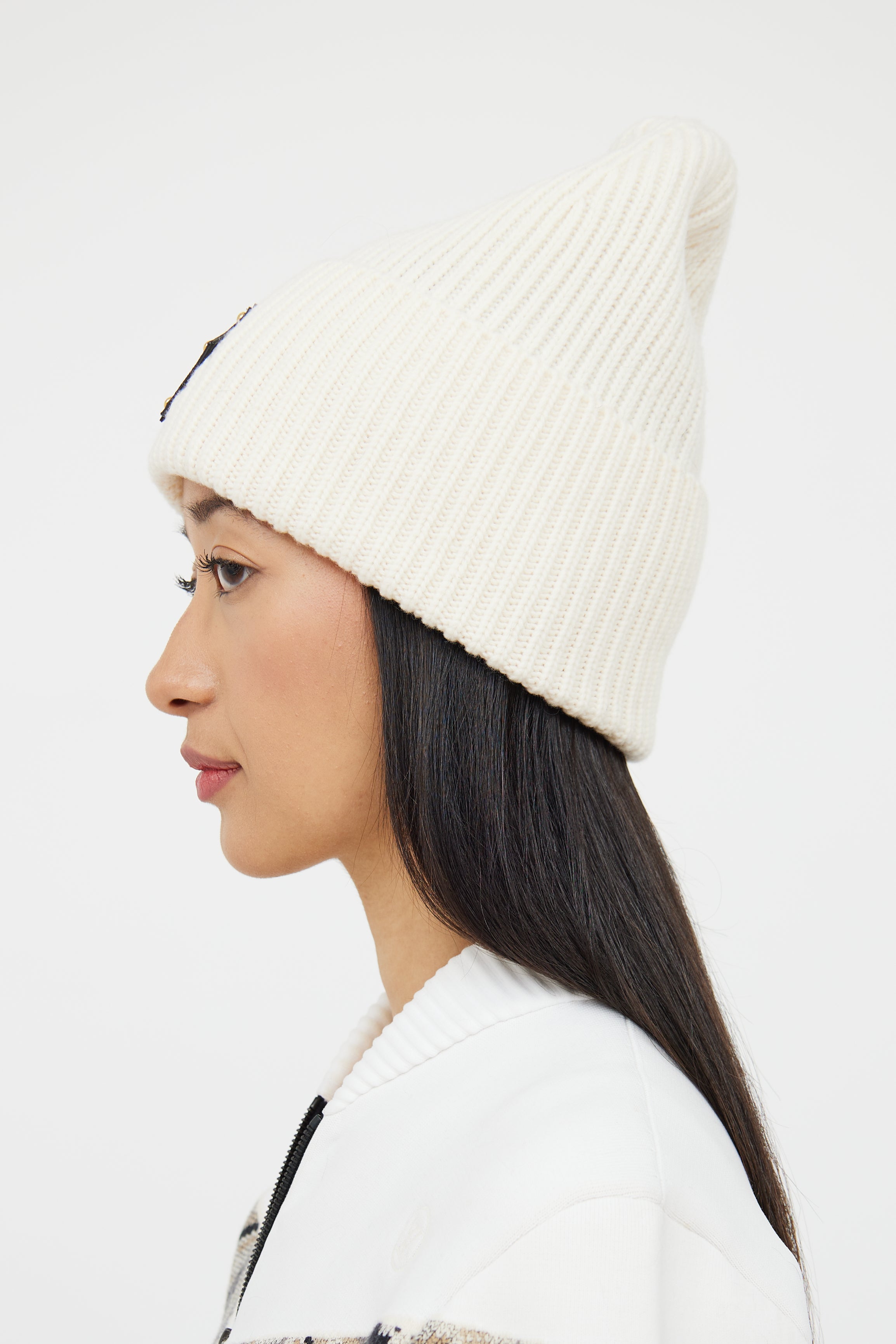 Louis Vuitton Cream Wool Logo Beanie