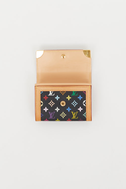 Louis Vuitton X Takashi Murakami 2004 Black & Multi Monogram Coin Pouch