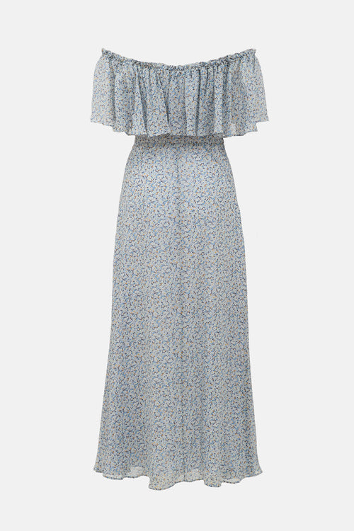 LoveShackFancy Silk Floral Maxi Dress